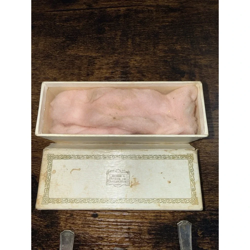 Vintage Arthur A Everts Co Dallas TX Child Silverplate Spoon Fork Baby Set W Box